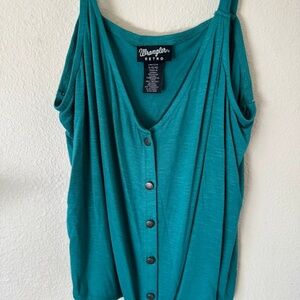 Wrangler Women's Teal Button-Down Top